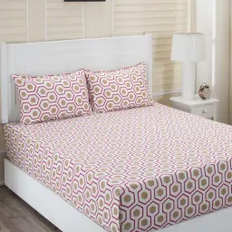 Inhouse Donatella Eris Red Print 210TC Cotton Double Bed Sheet With 2 Pillow Covers by maspar-image-56