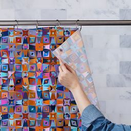 ArtzFolio Blue & Brown Abstract Printed Waterproof Shower Curtain-18