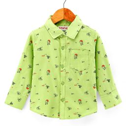 Babyhug 100% Cotton Woven Full Sleeves Shirt Basket Ball Print - Green-image-83