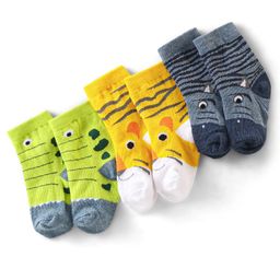 Cute Walk by Babyhug Anti Bacterial Ankle Length Non Terry Socks Zebra Face Design Pack of 3  - Yellow Grey & Green-image-85