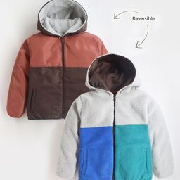 Cherry Crumble By Nitt Hyman Full Sleeves Colour Blocked Unisex Reversible Zipper Hooded Jacket - Multi Colour-picture-43
