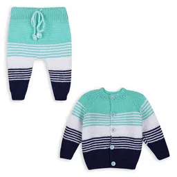 Windrop Solutions Full Sleeves Striped Crocheted Sweater With Coordinating Pajama Set - Multi Colour-picture-15