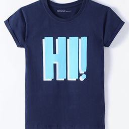 Doreme Cotton Knit Half Sleeves T-Shirt With HI Print - Navy Blue-picture-13
