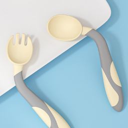 Bembika 360 Degree Bendable Baby Self Feeding Spoons with BPA Free material Gum Friendly Spoon For Baby Feeding Baby Self Feeding Spoon-Off-White-20