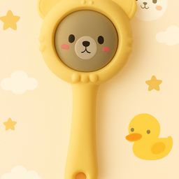 KIDS BASIC Cute Animal Rattle Teether for Babies,Soft Silicone, BPA-Free - Yellow-22