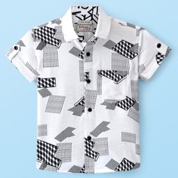 Dapper Dudes Half Sleeves Abstract Printed Shirt - Off White-image-62