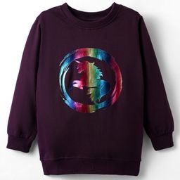 BUMZEE Looper Knit Full Sleeves Foil Unicorn Printed Sweatshirt - Wine-image-123