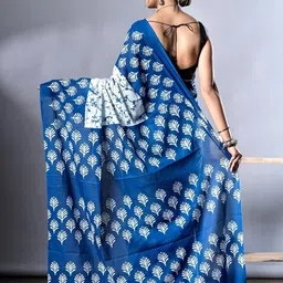 Lovwear Blue Pure Cotton Sarees-picture-49
