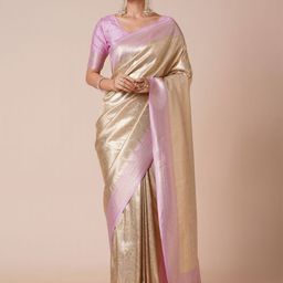 House of Pataudi Woven Design Kanjeevaram Saree With Blouse Piece-image-37