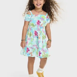 THE CHILDREN'S PLACE Printed Tropical Off-Shoulder Dress-picture-34