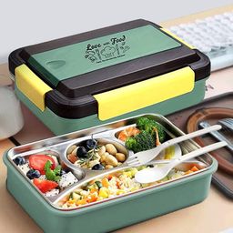 FunBlast Lunch Box with Spoon and Fork  Green image 5