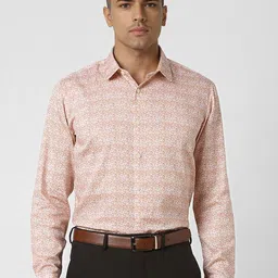 V Dot Men Spread Collar Floral Printed Cotton Slim Fit Formal Shirt-image-67