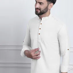 Zombom Men Mandarin Collar Kurta-image-73