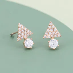 Kushal's Fashion Jewellery Rose Gold-Plated Zircon Studded Party Classic Studs Earrings-21