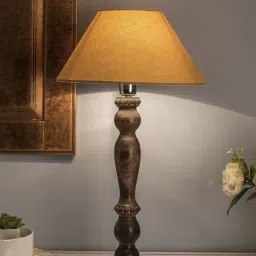 Homesake Black Eureka Polka Wood Table Lamp with Golden Shade (Bulb Included) - Set of 1-47