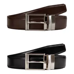 SCHARF Black & Brown Reversible Belt for Men-19