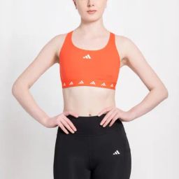 adidas Orange Logo Print Sports Bra-image-61