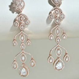 Fida White 14k Rose Gold-plated Ad Dangler Earrings-23
