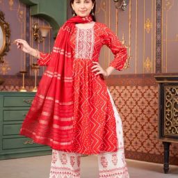 Aarika Girls Red Printed Kurti-image-83
