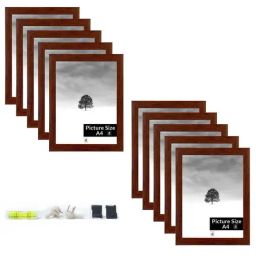 Art Street Brown Engineered Wood A4 Size Certificate & Document Photo Frames - Set of 10-14