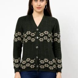 Kalt Green Floral Long Sleeves Cardigan-image-26