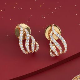 Kushal's Fashion Jewellery Gold-Plated Zircon Studded Party Classic Half Hoop Earrings-image-70
