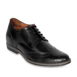 Celby Men's Height Increasing Black Brogue Shoes-image-75