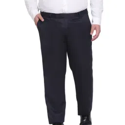 Hangup Navy Regular Fit Flat Front Trousers-image-2