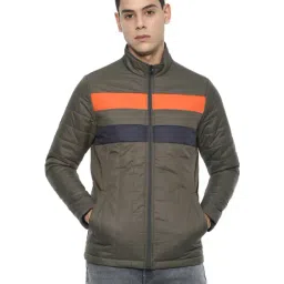 Van Heusen Sport Olive Green Regular Fit Colour Block Jacket-image-52