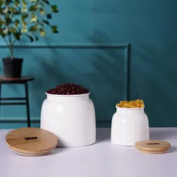 HAZEL White Galvanized metal Storage Container with Lid - Set of 2 image 1