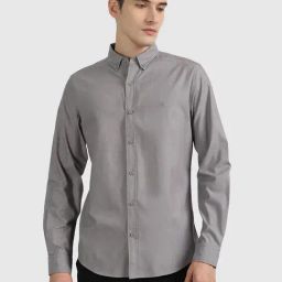 United Colors of Benetton Grey Cotton Slim Fit Shirt-picture-25