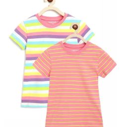 Campana Kids Multicolor Cotton Striped T- Shirt-image-68