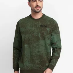 Spykar Green Cotton Slim Fit Printed Sweatshirt-image-94