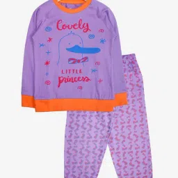 Kiddopanti Kids Purple Printed T-Shirt with Pants-image-76