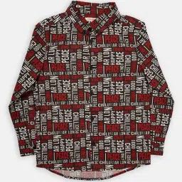 Angel & Rocket Kids Red & Black Cotton Printed Full Sleeves Shirt-image-94