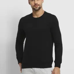 Van Heusen Athleisure Regular Fit Ultra Soft Crew Neck Solid Sweatshirt - Black-picture-12