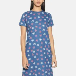 Kryptic Navy Printed Night Dress-image-38