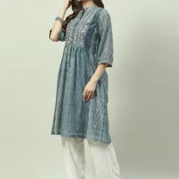 Biba Grey Embroidered A Line Kurta-picture-13