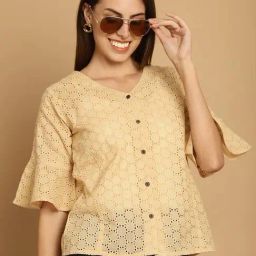 Indian Needle Beige Cotton Embroidered Shirt-image-20
