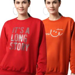 Vimal Jonney Red & Orange Printed Fleece Pullover - Pack of 2-image-15