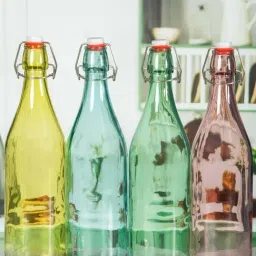 Goodhomes Multicolor Glass Water Bottle (1 L) - Set of 4-42