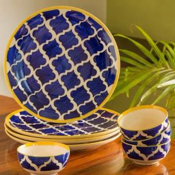 ExclusiveLane Handpainted Ceramic Dinner Sets With Dinner Plates & Katoris (8 Pieces, Serving for 4)-image-4