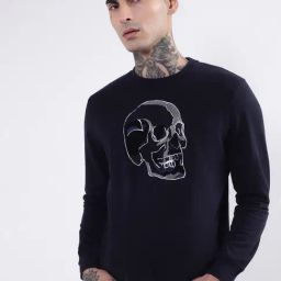 Antony Morato Navy Regular Fit Printed Sweatshirt-image-2