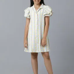 Under Fourteen Only Kids Multicolor Cotton Chequered Dress-image-23