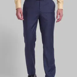 Park Avenue Blue Regular Fit Checks Trousers-image-32