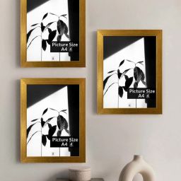 Art Street Gold Engineered Wood A4 Size Certificate & Document Photo Frames - Set of 3 image 1