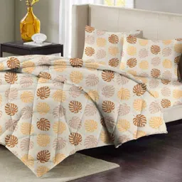 VAS COLLECTIONS Beige & Brown Floral Polycotton 4 Piece Double Extra Large Superfine Bedding Set-16
