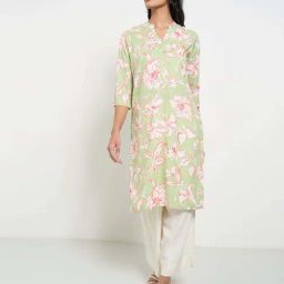 Rangmanch by Pantaloons Pale Green Printed Kurtas-picture-4