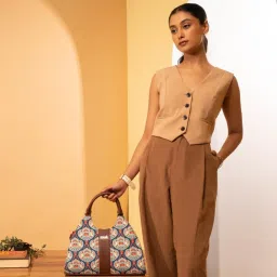 ZOUK Kovil Blue Printed Handbag image 1