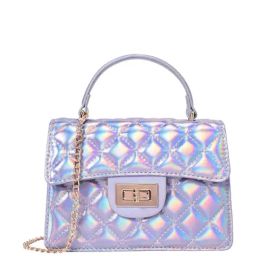Lino Perros Silver Quilted Medium Satchel Handbag-42